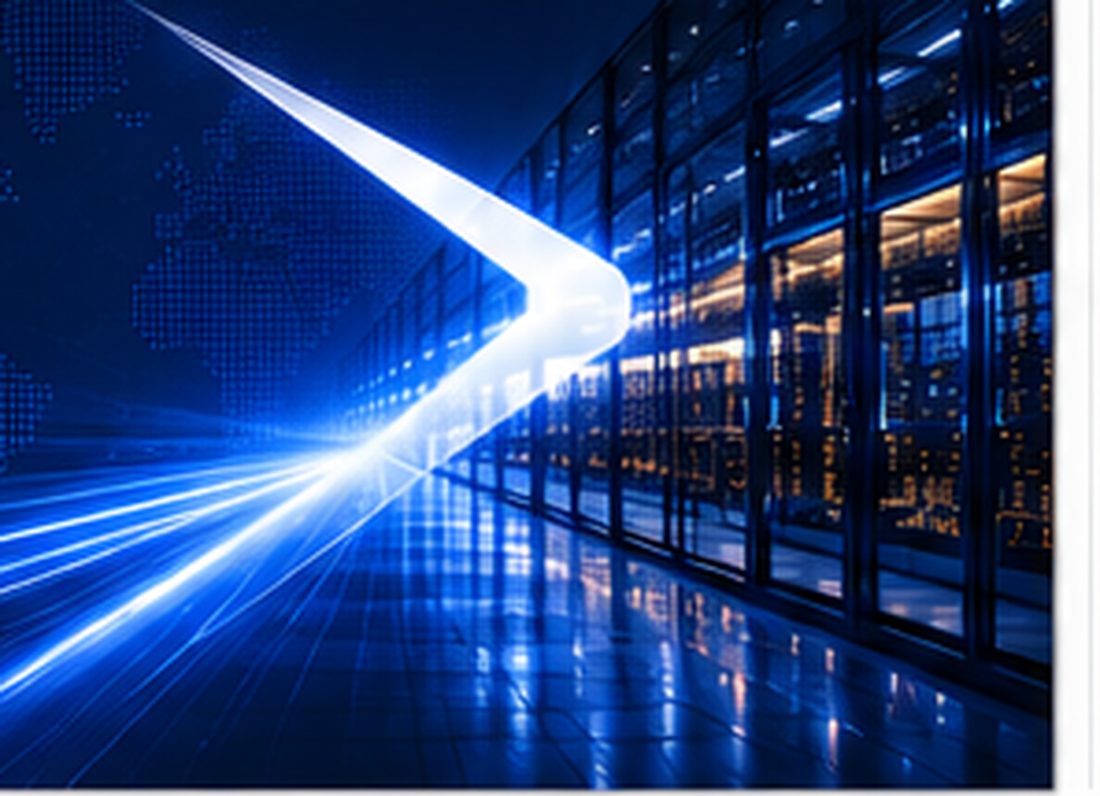 Enterprise data centre with digital transformation light streak